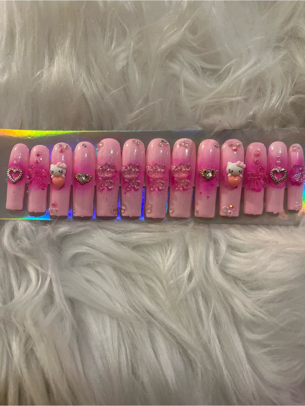 XL Gel Pink 3D Hello Kitty Press-On Nail Set